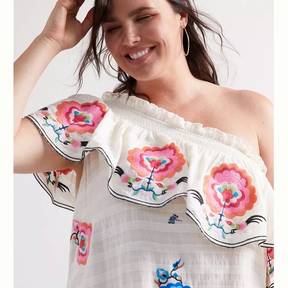 NWT Anthropologie Embroidered One-Shoulder Midi Dress Plenty by Tracy Re… - Picture 8 of 9